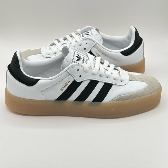 Women’s Adidas originals SAMBAE Sneakers White/Black/Gum IG5744 leather Size 10 - Picture 11 of 12